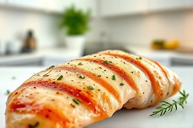 Moist and tender chicken breast dish, healthy diet food